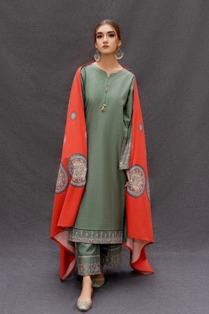 Olive green and Vibrant orange